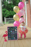 Flamingo First Birthday Outfit in Hot Pink and Gold - Fancy Flamingo - bodysuit, leg warmers, tutu, bow in hot pink and gold - Darling Little Bow Shop