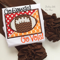 House Divided Football Shirt or bodysuit for Girls - choose two teams for the cutest girl's football shirt