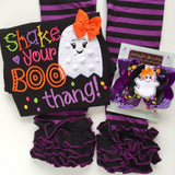 Purple and Black Halloween Ruffle Leggings - Witch Way To The Party - Darling Little Bow Shop