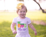 Tutti Frutti Pineapple Birthday Shirt or bodysuit for girls, Pineapple Shirt with ONE or TWO - Tutti Frutti - pineapple theme birthday shirt - Darling Little Bow Shop