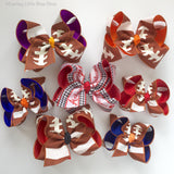 Football bow, football hairbow -- choose your team colors, 4-5" or 6" bow - Darling Little Bow Shop