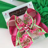 Gingerbread hairbow, Christmas Bow, Pink Christmas Hairbow, Christmas hairbow with gingerbread - Darling Little Bow Shop