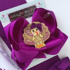Turkey Bow -- Thanksgiving Bow -- Pretty Plum Turkey