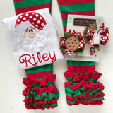 Christmas Bows -- Santa's Milk and Cookies --  Pigtail Bow Set for Christmas, cookies and milk Christmas hairbow set - Darling Little Bow Shop