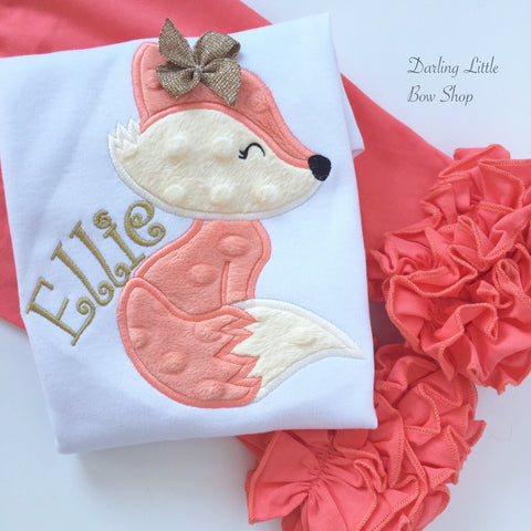 Fox bodysuit or shirt for girls, Woodland Friend - Darling Little Bow Shop