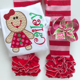 Gingerbread hairbow, Christmas Bow, Pink Christmas Hairbow, Christmas hairbow with gingerbread - Darling Little Bow Shop