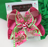Gingerbread hairbow, Christmas Bow, Pink Christmas Hairbow, Christmas hairbow with gingerbread - Darling Little Bow Shop