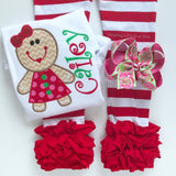 Gingerbread hairbow, Christmas Bow, Pink Christmas Hairbow, Christmas hairbow with gingerbread - Darling Little Bow Shop