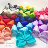 Nylon Bow Headband set of 5 colors, Bows on nude headbands -- CHOOSE bow colors -- basic 3", 4" , 5" or 6" bow with many color choices - Darling Little Bow Shop