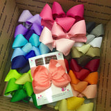 Nylon Bow Headband set of 5 colors, Bows on nude headbands -- CHOOSE bow colors -- basic 3", 4" , 5" or 6" bow with many color choices - Darling Little Bow Shop