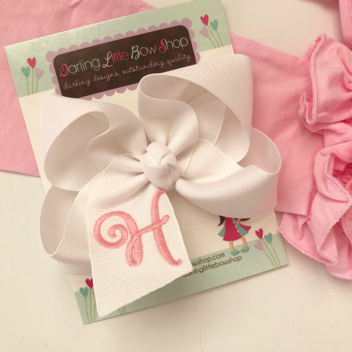 Monogrammed Bow with Cursive Initial | Darling Little Bow Shop