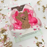 Yorkie shirt or bodysuit for girls -- Puppy Princess -- Yorkie Valentine shirt in pretty pinks with her name - Darling Little Bow Shop