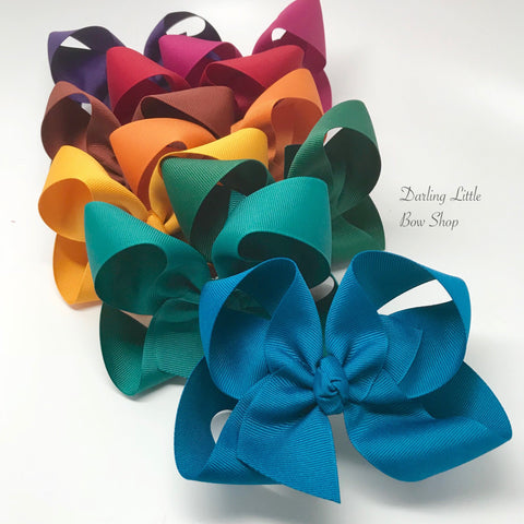HairBow Set -- Autumn Collection -- 9 colors, choose 3, 4, 5, 6 or 7-8 Inch bows - Handmade in Tennessee - Darling Little Bow Shop