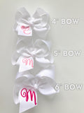 Monogrammed Bow ---you choose initial and colors--- bow with script initial - Darling Little Bow Shop