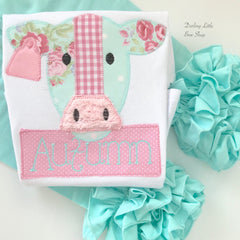Floral Cow shirt or bodysuit for girls -- sweet floral cow theme shirt for girls in pink and mint
