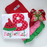 Watermelon shirt, tank top or bodysuit for girls -- girls watermelon top in pink, red and green for summertime - Darling Little Bow Shop