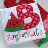 Watermelon shirt, tank top or bodysuit for girls -- girls watermelon top in pink, red and green for summertime - Darling Little Bow Shop