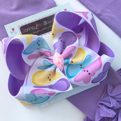 Peep bow, Peep hairbow choose 4-5" or 6" bow - Darling Little Bow Shop