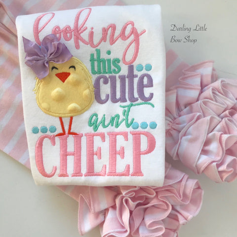 Easter Chick Shirt or Bodysuit for girls -- looking this cute ain't CHEEP -- lavender, pink, blue, mint, yellow - Darling Little Bow Shop