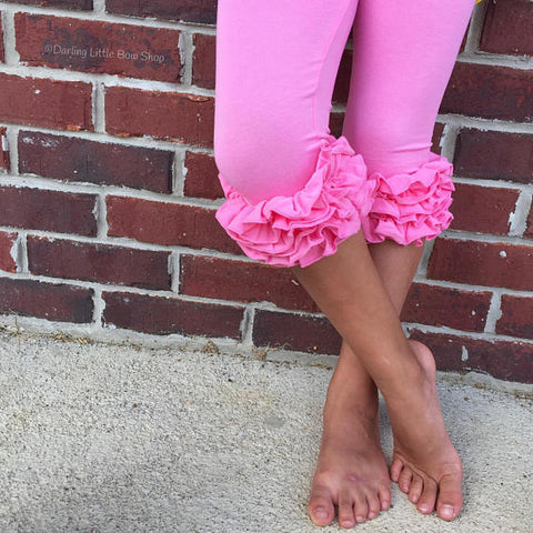 Pink Ruffle Capris - Bubblegum Pink Icing Capris size 12m thru 10 - Darling Little Bow Shop