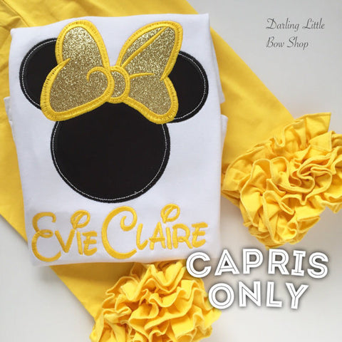 Yellow Ruffle Capris - yellow icing capris sizes 6m to girls 8 - Darling Little Bow Shop