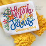 Thank Ya Jesus Shirt or Bodysuit for girls -- Easter cross bodysuit or shirt -- yellow, hot pink, blue, orange - Darling Little Bow Shop