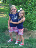Red and White Ruffle Shorts,  Striped Ruffle Shorts - Darling Little Bow Shop