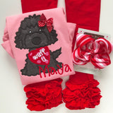 Valentine hairbow, red and pink striped hairbow, double stacked bow with polka dot center - Darling Little Bow Shop