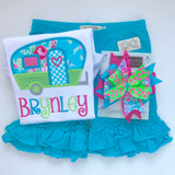 Turquoise Ruffle Shorties, Bahama Blue Ruffle Shorts - knit ruffle shorties sizes 6m to girls 10 - Darling Little Bow Shop