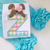 Chocolate Bunny Shirt or Bodysuit for girls -- Easter Bunny bodysuit or shirt pastel aqua, pink, mint - Darling Little Bow Shop