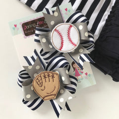 Baseball Bows -- Baseball Pigtail Bow Set in your team colors