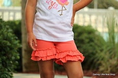 Coral Ruffle Shorties, Coral Knit Ruffle Shorts