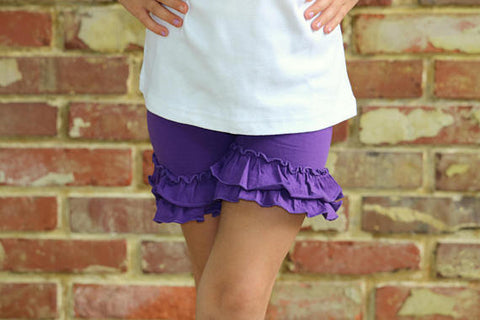 Purple Ruffle Shorties, Grape Ruffle Shorts - Darling Little Bow Shop