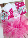 Donut Birthday Tutu Outfit, Donut Grow Up in pink and hot pink - Darling Little Bow Shop