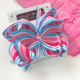 Pink and Blue big sister hairbow -- double stacked hairbow in pink and blue ribbon - Darling Little Bow Shop