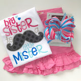Pink and Blue big sister hairbow -- double stacked hairbow in pink and blue ribbon - Darling Little Bow Shop