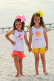 Yellow Ruffle Shorties, Girls Yellow Ruffle Shorts - Darling Little Bow Shop