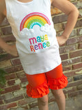 Orange Crush Ruffle Shorties, Orange Ruffle Shorts - knit ruffle shorties sizes 6m to girls 10 - Free Shipping - Darling Little Bow Shop
