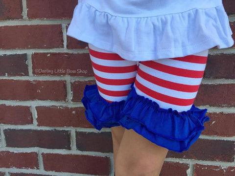 Star Spangled Ruffle Shorties, Red White and Blue Ruffle Shorts - Darling Little Bow Shop