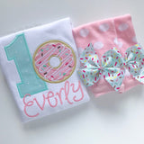 Donut Birthday Shirt or Bodysuit for Girls, Donut Grow Up birthday shirt in pastel pink and mint - Darling Little Bow Shop