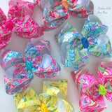 Lilly Pulitzer inspired bows hairbows 6 prints available -- choose 4", double stacked or 7" bows -- AMAZING quality handmade in Tennessee - Darling Little Bow Shop