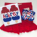 Bomb Pop bow, Popsicle Bow in sparkly red, white and blue - Darling Little Bow Shop