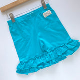 Turquoise Ruffle Shorties, Bahama Blue Ruffle Shorts - knit ruffle shorties sizes 6m to girls 10 - Darling Little Bow Shop