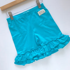 Turquoise Ruffle Shorties, Bahama Blue Ruffle Shorts - knit ruffle shorties sizes 6m to girls 10