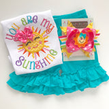 Turquoise Ruffle Shorties, Bahama Blue Ruffle Shorts - knit ruffle shorties sizes 6m to girls 10 - Darling Little Bow Shop