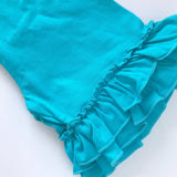 Turquoise Ruffle Shorties, Bahama Blue Ruffle Shorts - knit ruffle shorties sizes 6m to girls 10 - Darling Little Bow Shop