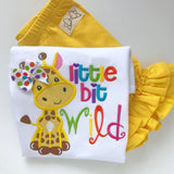 Girls Giraffe shirt -- little bit Wild ruffle shirt, tank or bodysuit - Darling Little Bow Shop
