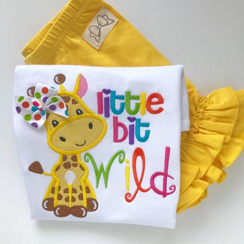 Girls Giraffe shirt -- little bit Wild ruffle shirt, tank or bodysuit - Darling Little Bow Shop