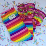 Rainbow Ruffle Leggings - Rainbow Icings Ruffle Leggings - gorgeous knit ruffle leggings - size NB to 10 with FREE SHIPPING - Darling Little Bow Shop