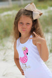 Flamingo shirt, tank top or bodysuit for girls - pink and gold for summertime - flamingo shirt for the beach - Darling Little Bow Shop